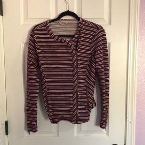 Lucky Brand Burgundy and White Striped Jacket